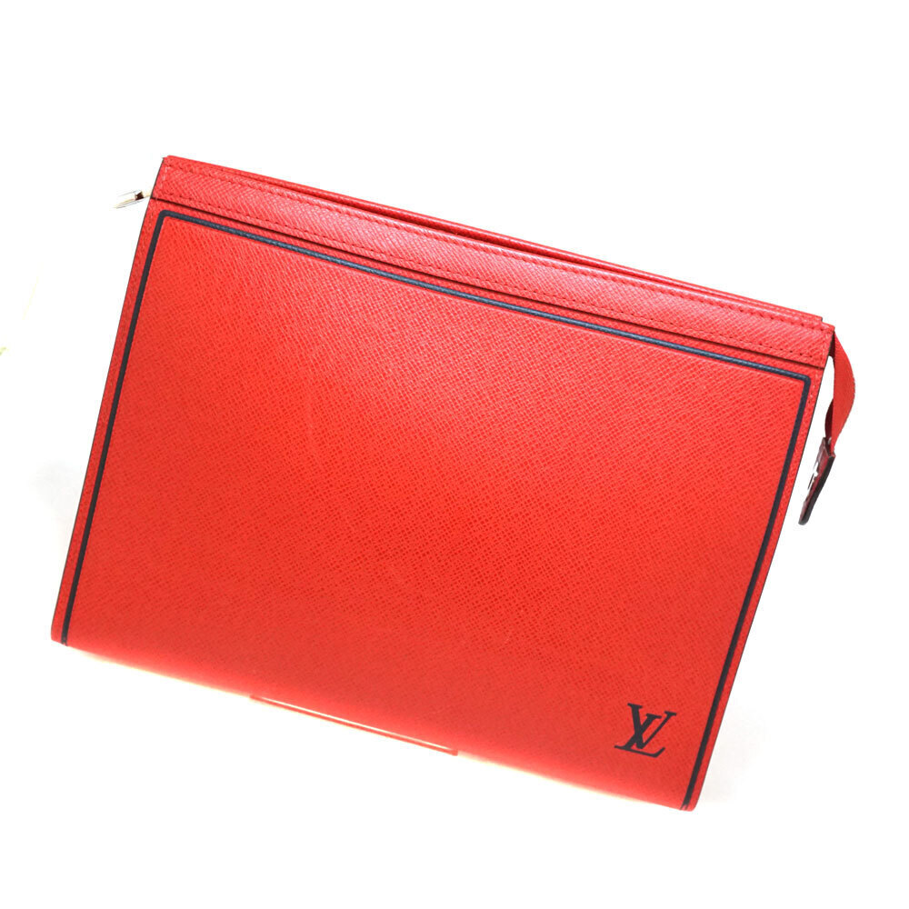 LOUIS VUITTON Pochette Voyage Taiga Leather Red Shoulder Bag Clutch